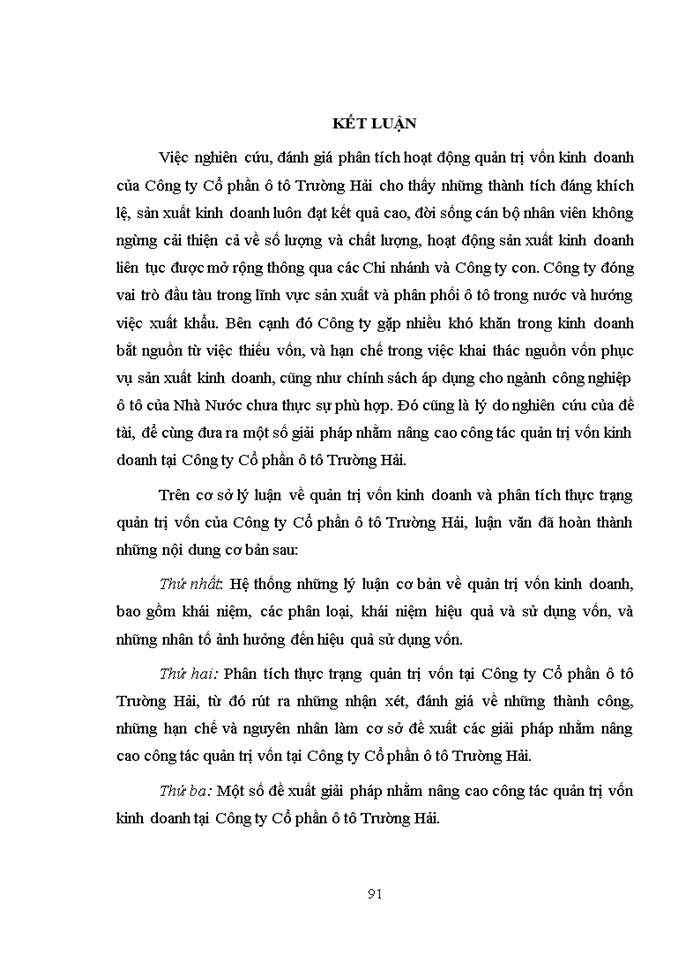 image for page Quản trị vốn kinh doanh công ty cổ phần ô tô trường hải – thực trạng và giải pháp