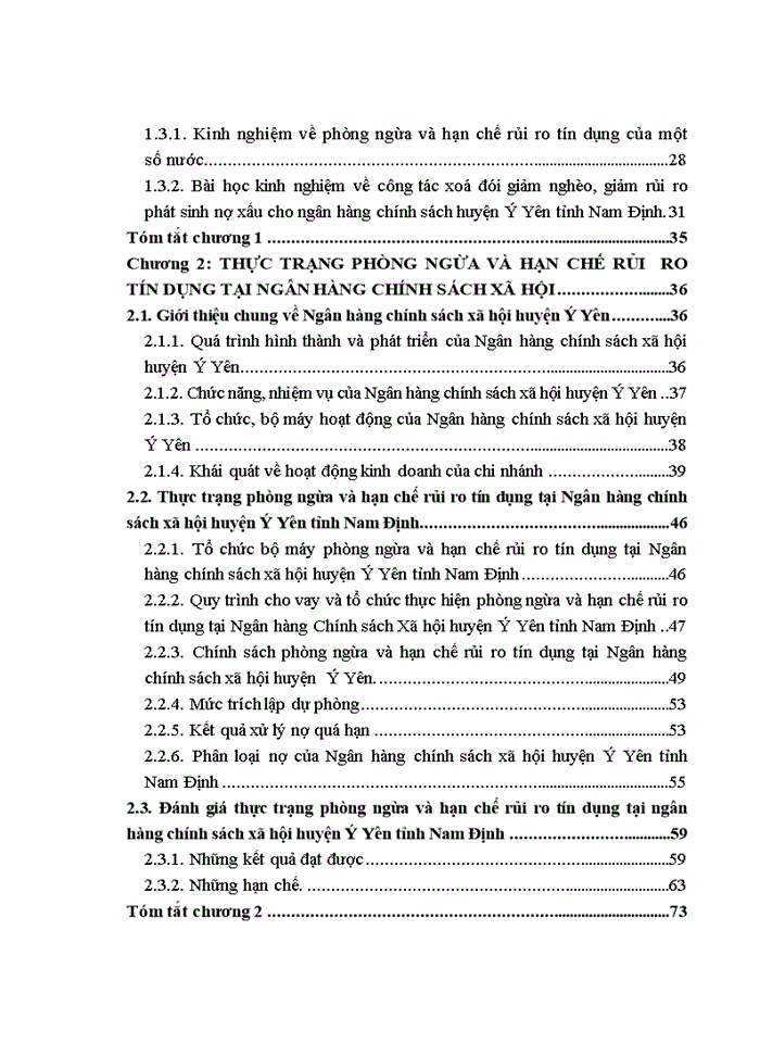 image for page Phòng ngừa và hạn chế rủi ro tín dụng tại ngân hàng chính sách xã hội huyện ý yên tỉnh nam định