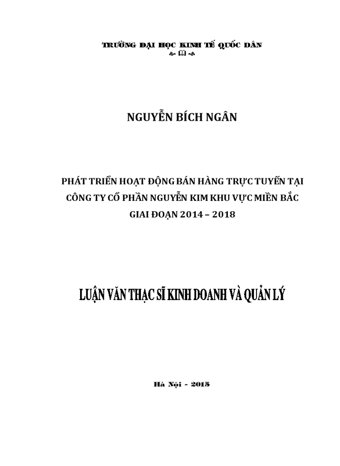 Phát triển hoạt động bán hàng trực tuyến tại công ty cổ phần nguyễn kim khu vực miền bắc giai đoạn 2014 – 2018