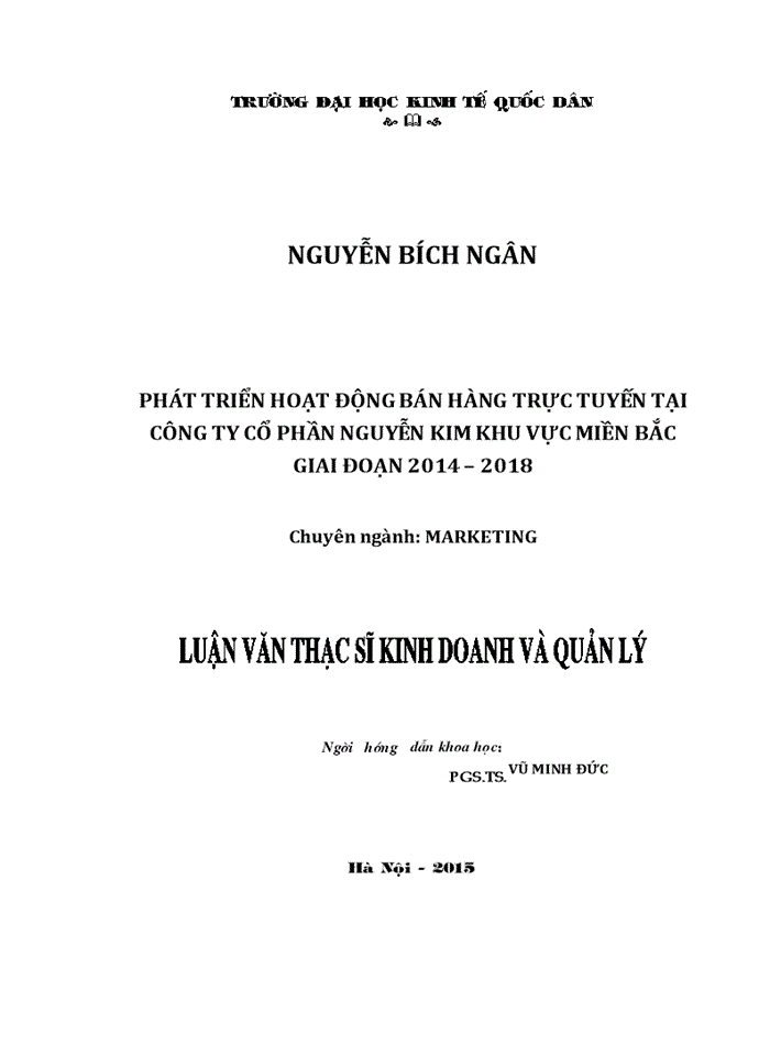 Phát triển hoạt động bán hàng trực tuyến tại công ty cổ phần nguyễn kim khu vực miền bắc giai đoạn 2014 – 2018