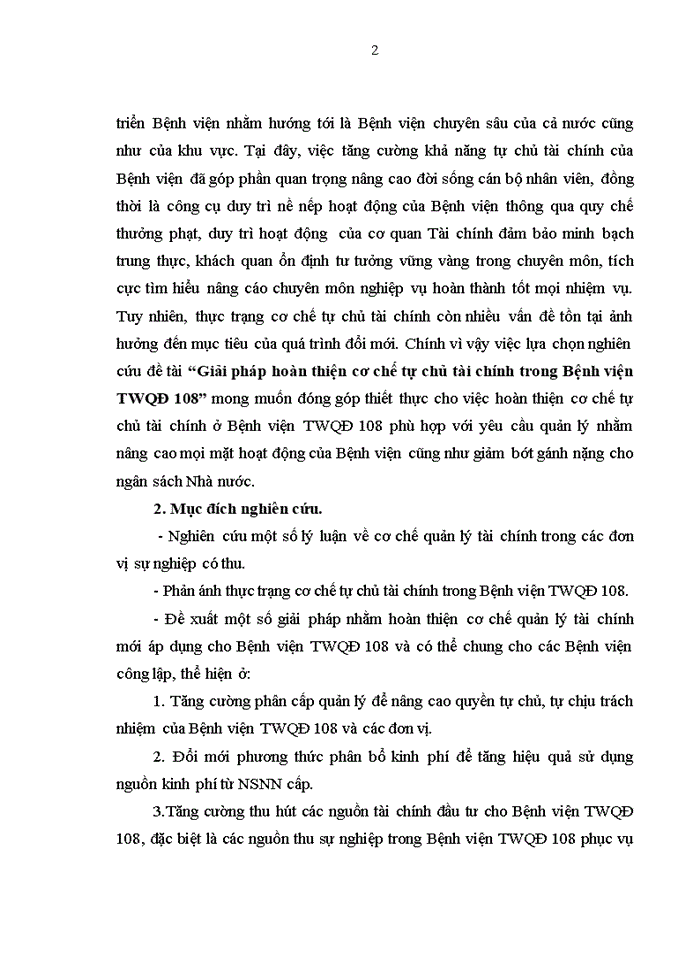 image for page Giải pháp hoàn thiện cơ chế tự chủ tài chính tại bệnh viện TWQĐ 108