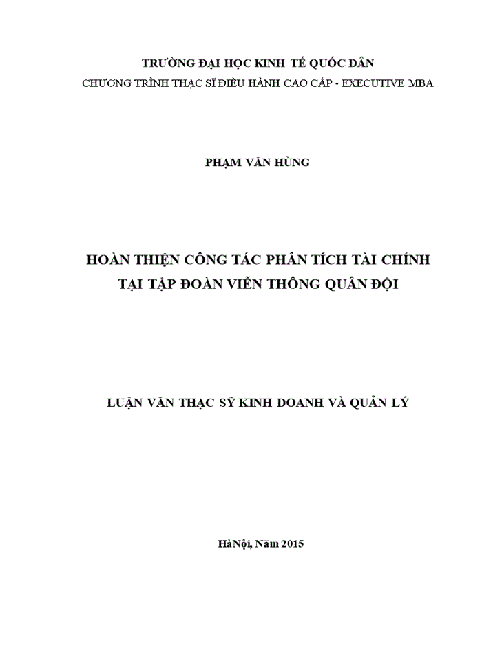 Hoàn thiện công tác phân tích tài chính tại tập đoàn viễn thông quân đội