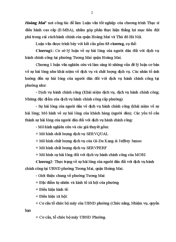 image for page Nghiên cứu các yếu tố cấu thành sự hài lòng của người dân đối với dịch vụ hành chính công tại phường tương mai, quận hoàng mai