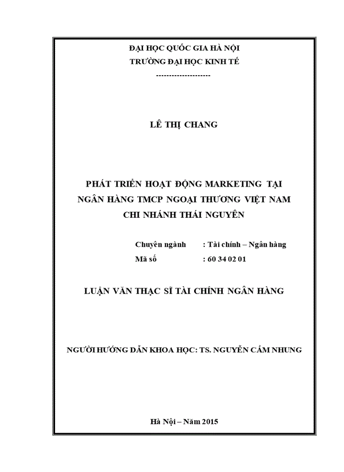 image for page Phát triển hoạt động marketing tại ngân hàng TMCP NGOẠI THƯƠNG VIỆT NAM chi nhánh THÁI NGUYÊN