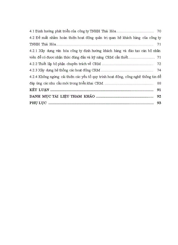 Hoàn thiện quản trị quan hệ khách hàng của công ty TNHH THÁI HOÀ