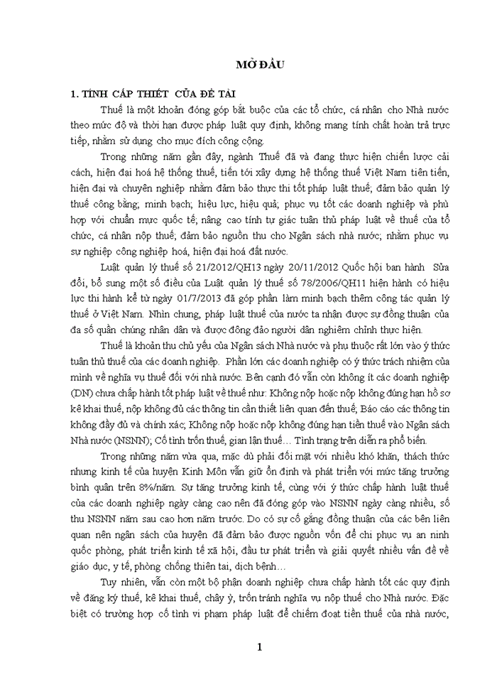 image for page Quản lý thuế đối với các doanh nghiệp tại Chi cục Thuế huyện  Kinh Môn, tỉnh Hải Dương