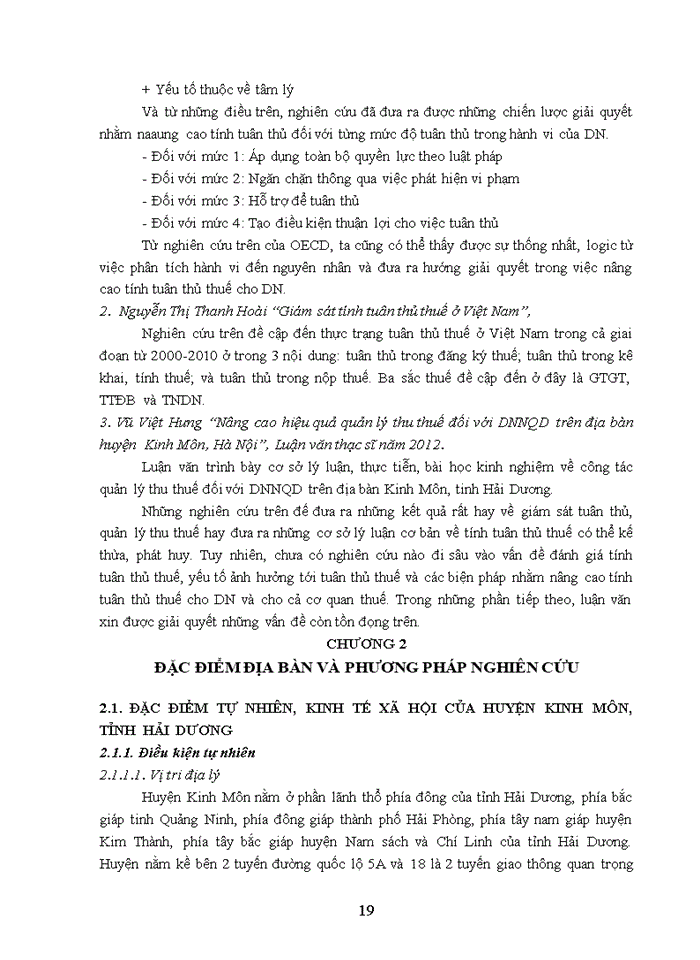 image for page Quản lý thuế đối với các doanh nghiệp tại Chi cục Thuế huyện  Kinh Môn, tỉnh Hải Dương