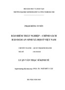 Bảo hiểm thất nghiệp – chính sách bảo đảm an sinh xã hội ở VIỆT NAM