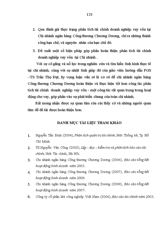 image for page Hoàn thiện phân tích tài chính doanh nghiệp vay vốn tại chi nhánh ngân  hàng Công thương  Chương Dương
