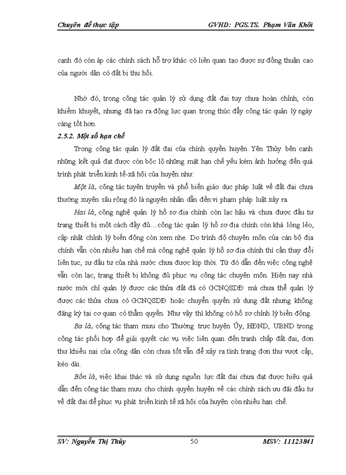 image for page Hoàn thiện công tác quản lý nhà nước về đất đai trên địa bàn huyện Yên Thủy, tỉnh Hòa Bình