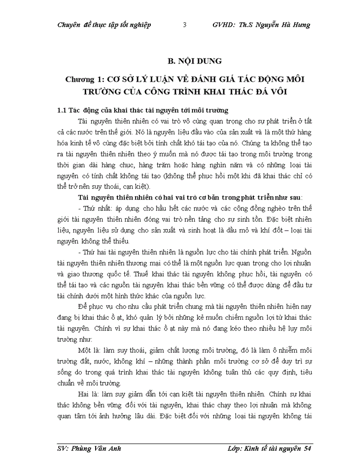 image for page Đánh giá tác động môi trường của công trình khai thác đá vôi làm vật liệu xây dựng