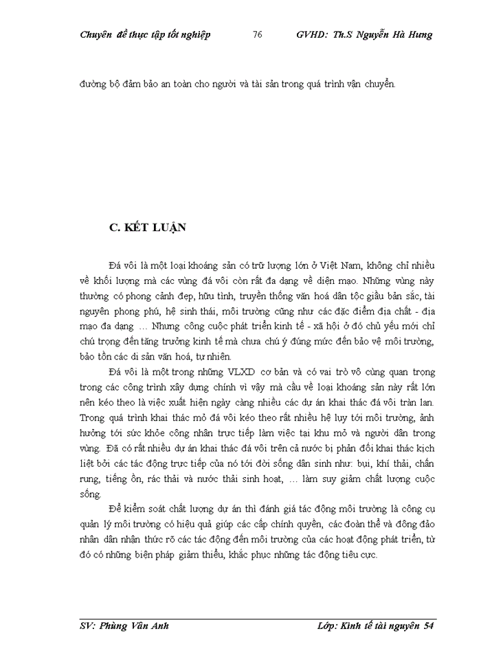 image for page Đánh giá tác động môi trường của công trình khai thác đá vôi làm vật liệu xây dựng