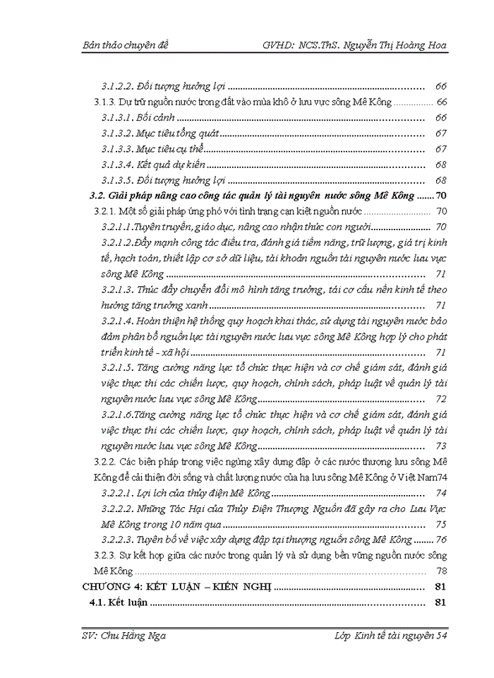 Nghiên cứu giải pháp nâng cao công tác quản lý nguồn tài nguyên nước lưu vực sông mê kông