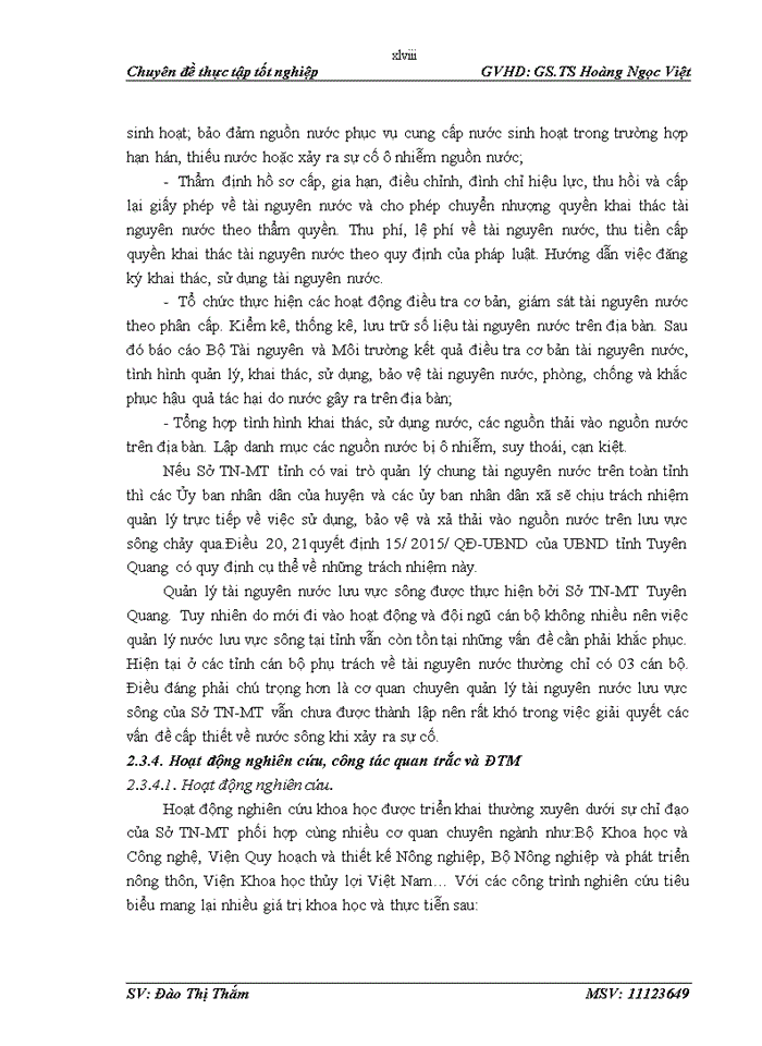 image for page Tiếp cận và đánh giá thực trạng quản lý tổng hợp tài nguyên nước lưu vực sông Lô đoạn qua địa phận tỉnh Tuyên Quang