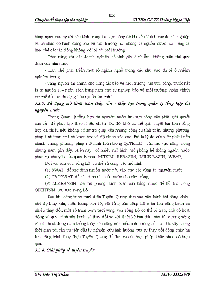 image for page Tiếp cận và đánh giá thực trạng quản lý tổng hợp tài nguyên nước lưu vực sông Lô đoạn qua địa phận tỉnh Tuyên Quang