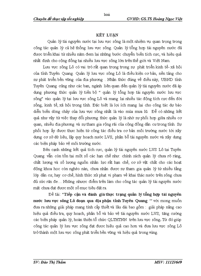 image for page Tiếp cận và đánh giá thực trạng quản lý tổng hợp tài nguyên nước lưu vực sông Lô đoạn qua địa phận tỉnh Tuyên Quang