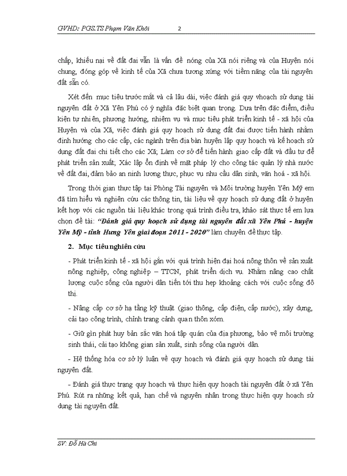 image for page Đánh giá quy hoạch sử dụng tài nguyên đất xã Yên Phú - huyện Yên Mỹ  - tỉnh Hưng Yên giai đoạn 2011 - 2020