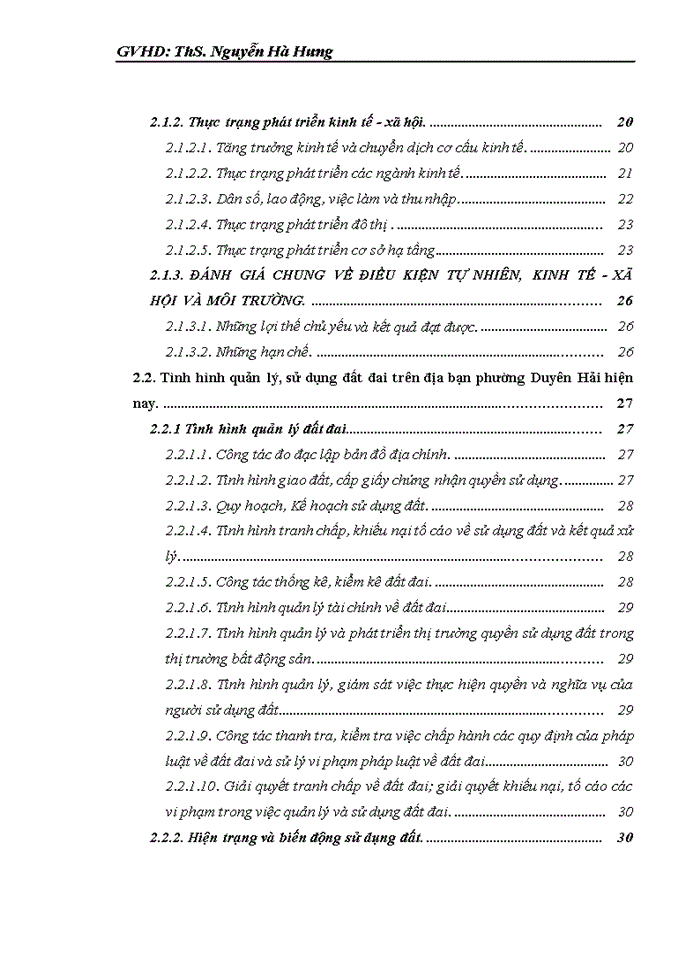 Đánh giá kết quả thực hiện phương án quy hoạch sử dụng đất đến năm 2020, kế hoạch sử dụng đất chi tiết 2011 - 2015 tại địa bàn Phường Duyên Hải, Thành phố Lào Cai, Tỉnh Lào Cai