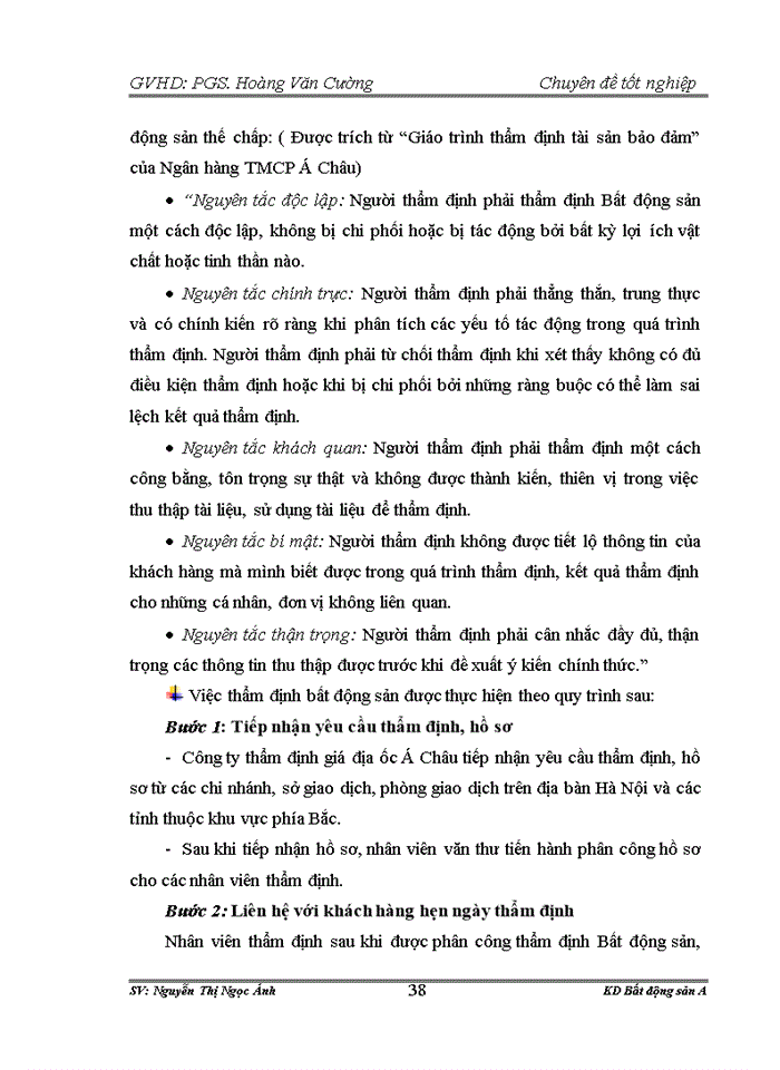image for page Quy trình định giá Bất động sản thế chấp tại Ngân hàng thương mại cổ phần Á Châu