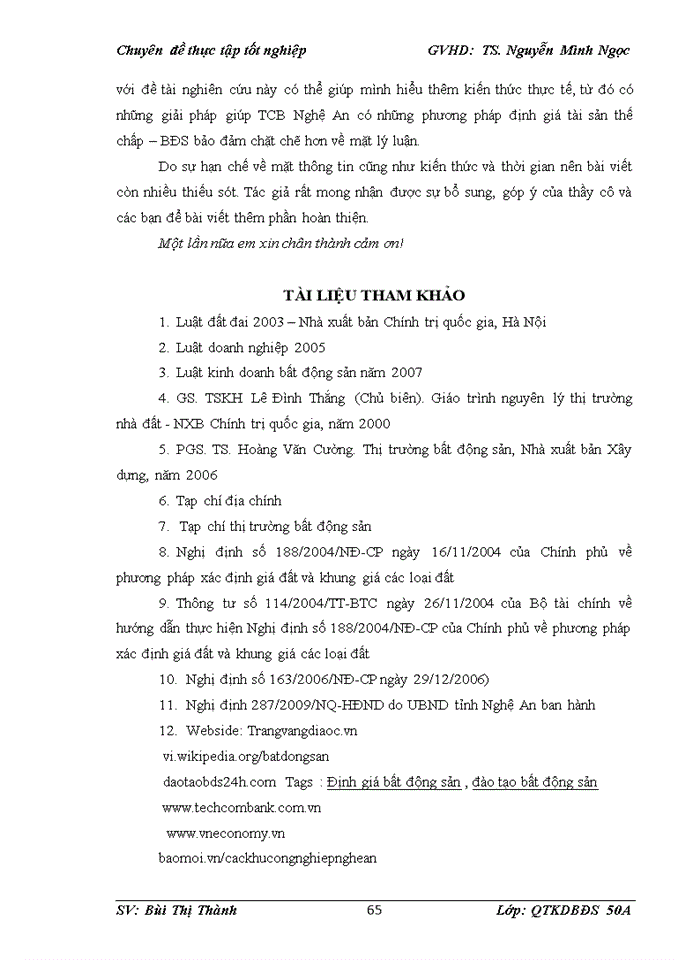 image for page Nghiên cứu công tác định giá Bất động sản thế chấp tại Ngân hàng Techcombank chi nhánh Nghệ An