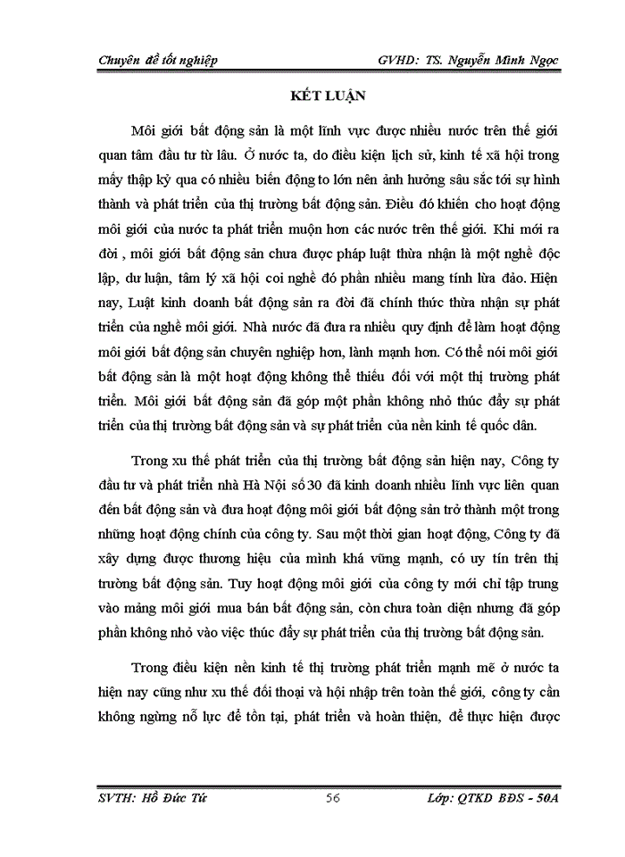 image for page Hoạt động môi giới bất động sản của Công ty đầu tư và phát triển nhà Hà Nội số 30