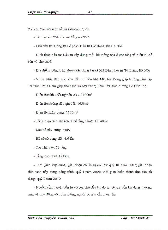 image for page Phân tích tài chính dự án nhà ở cao tầng – ct3 tại đường lê đức thọ, mỹ đình, từ liêm, hà nội