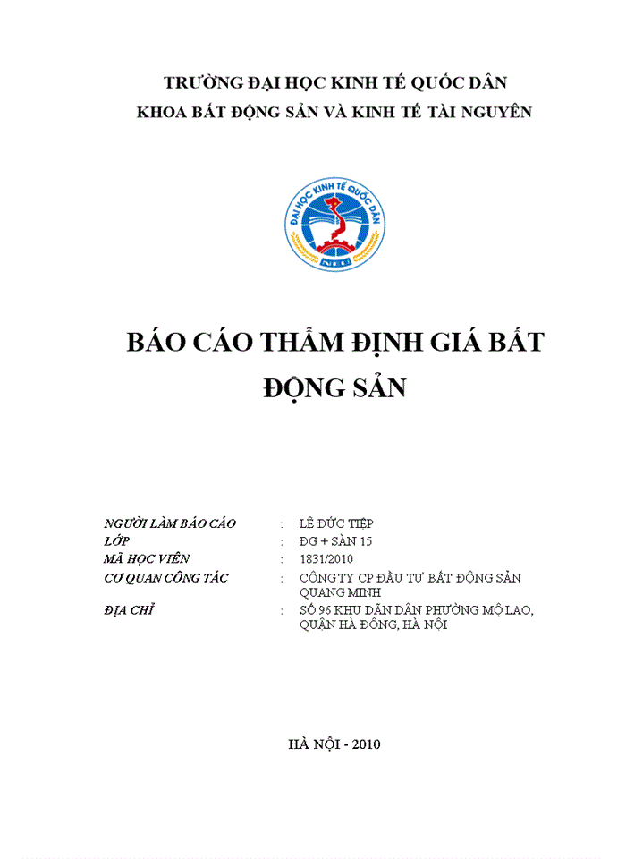 image for page Báo cáo thẩm định giá bất động sản