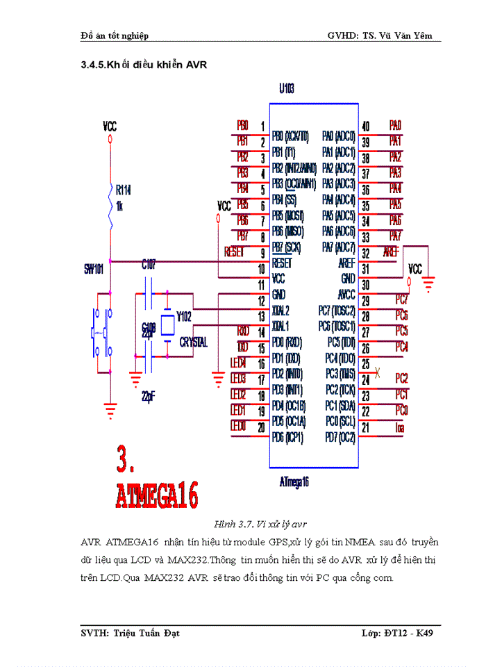 image for page Vi xử lý avr ATMEGA16,module GPS SKG25B và LCD