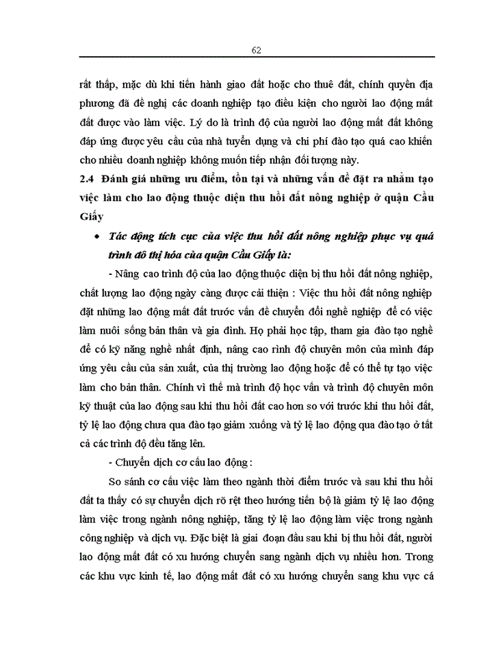 image for page Tạo việc làm cho lao động thuộc diện bị thu hồi đất nông nghiệp trong quá trình đô thị hóa ở quận Cầu Giấy