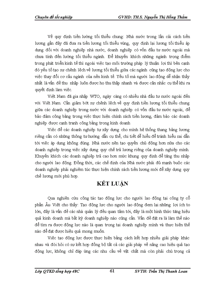 image for page Hoàn thiện công tác tạo động lực cho người lao động tại công ty cổ phần Âu Việt