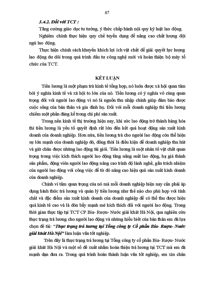 image for page Thực trạng trả lương tại Tổng công ty cổ phần Bia - Rượu - NGK Hà Nội