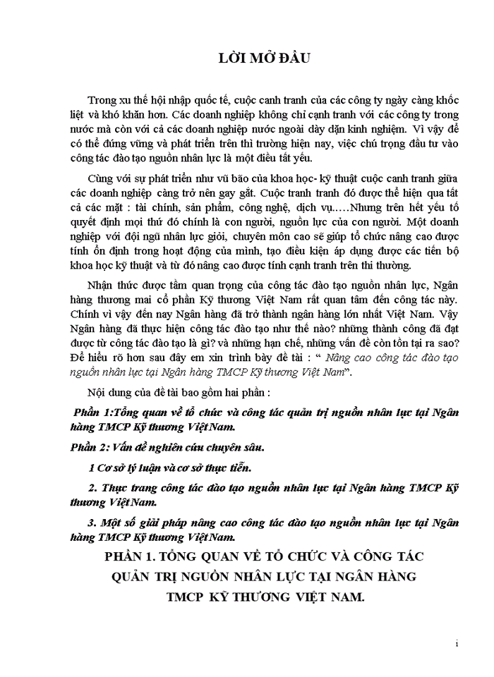 image for page Nâng cao công tác đào tạo nguồn nhân lực tại Ngân hàng TMCP Kỹ thương Việt Nam