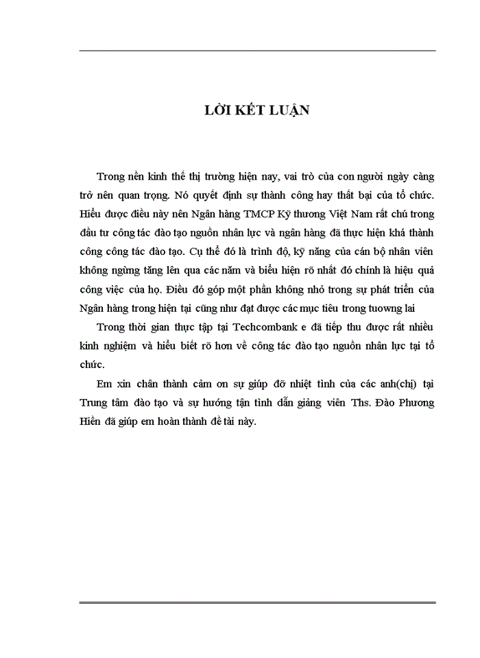 image for page Công tác đào tạo nguồn nhân lực tại Ngân hàng TMCP Kỹ thương Việt Nam