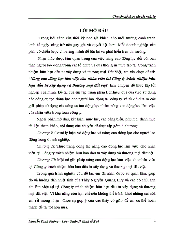 image for page Thực trạng công tác nâng cao động lực làm việc cho nhân viên tại công ty trách nhiệm hữu hạn đầu tư xây dựng và thương mại đất việt