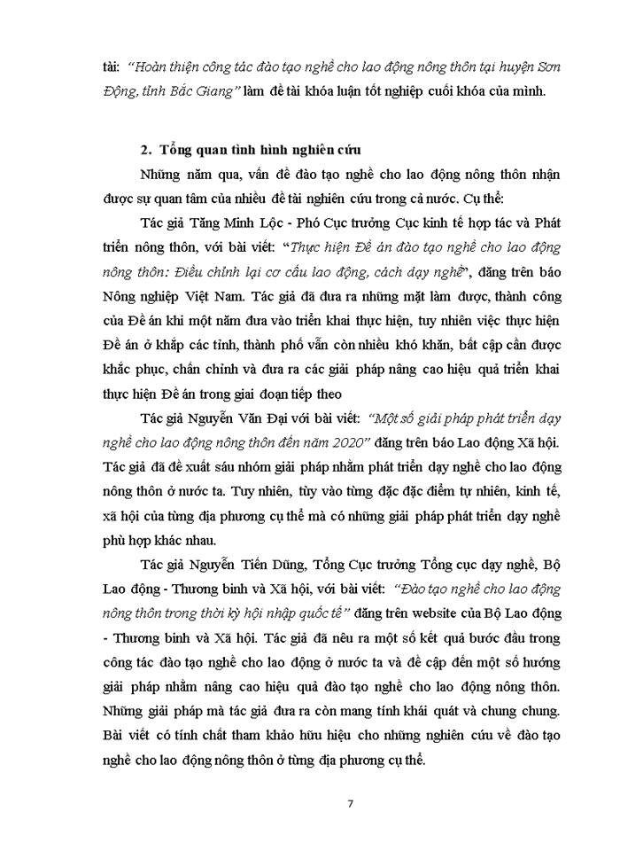 image for page Hoàn thiện công tác đào tạo nghề cho lao động nông thôn tại huyện Sơn Động, tỉnh Bắc Giang