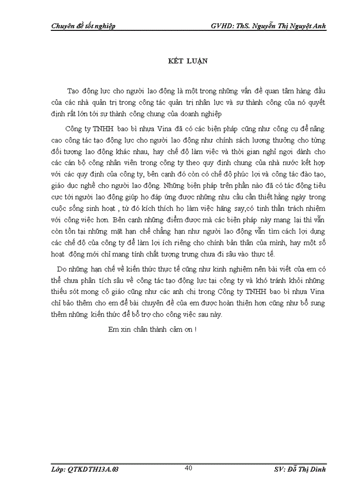 image for page Hoàn thiện công tác tạo động lực cho người lao động tại công ty TNHH bao bì nhựa Vina