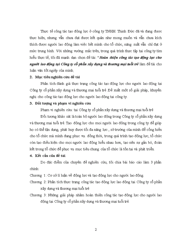 image for page Hoàn thiện công tác tạo động lực cho người lao động tại Công ty cổ phần xây dựng và thương mại tuổi trẻ