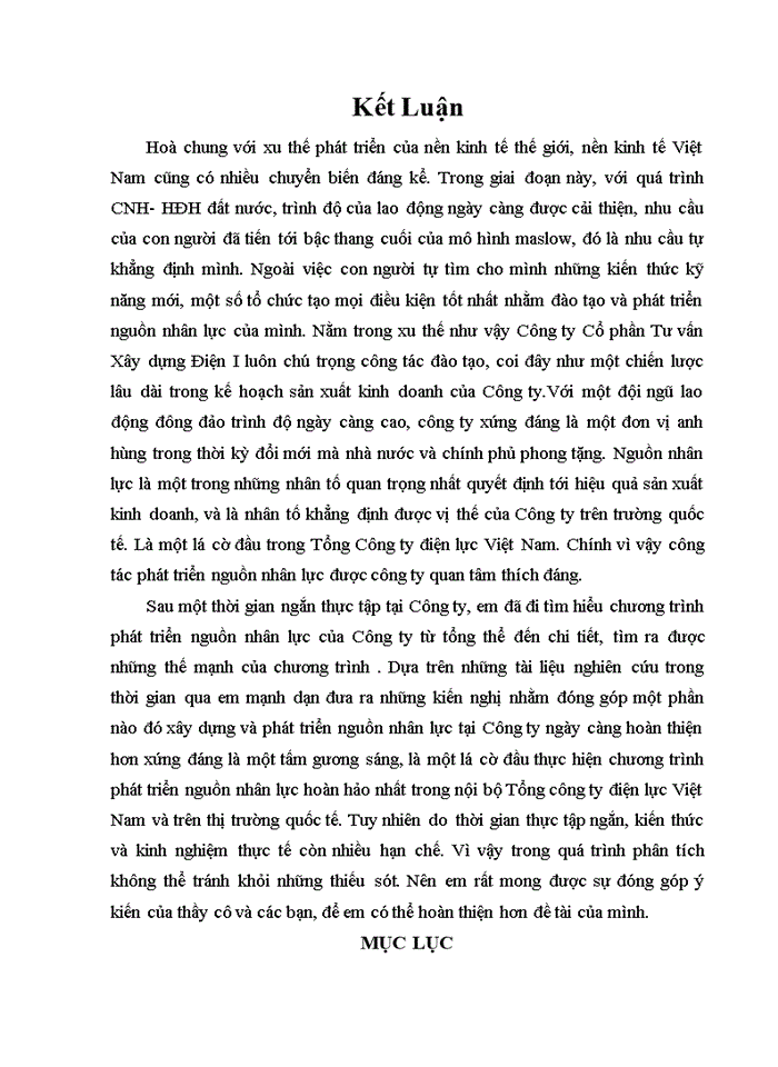 image for page Giải pháp phát triển nguồn nhân lực của Công ty Cổ phần Tư vấn và Xây dựng Điện 1