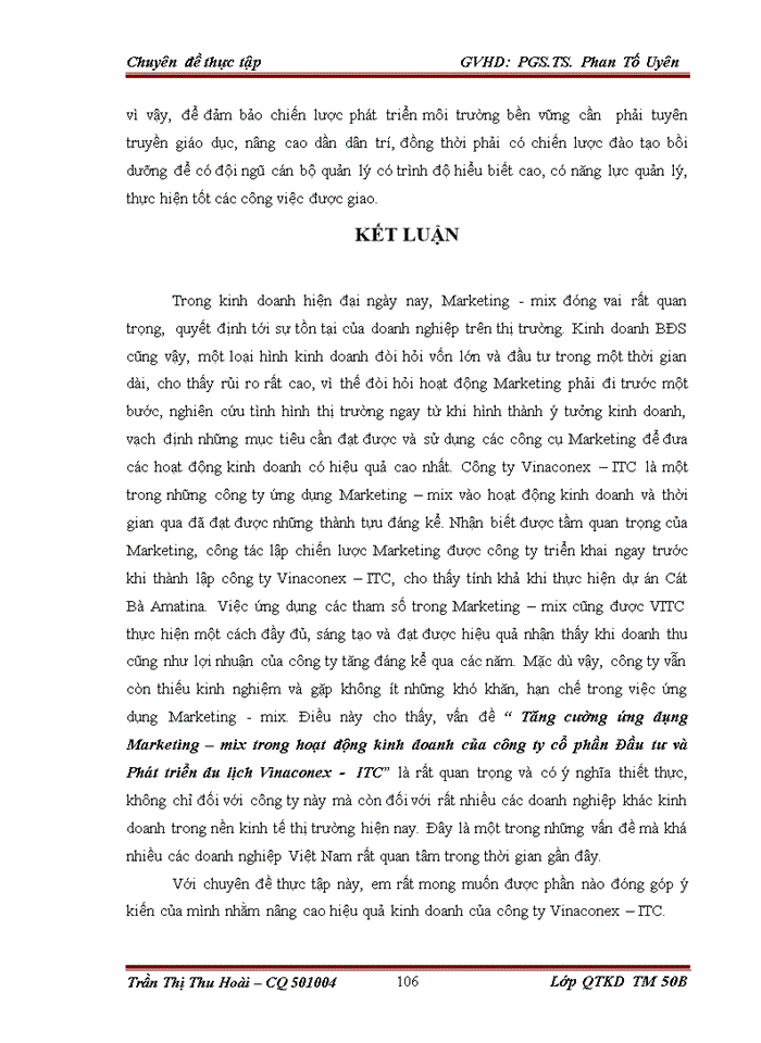 image for page Tăng cường ứng dụng Marketing – mix trong hoạt động kinh doanh của công ty Cổ phần đầu tư và phát triển Du lịch Vinaconex