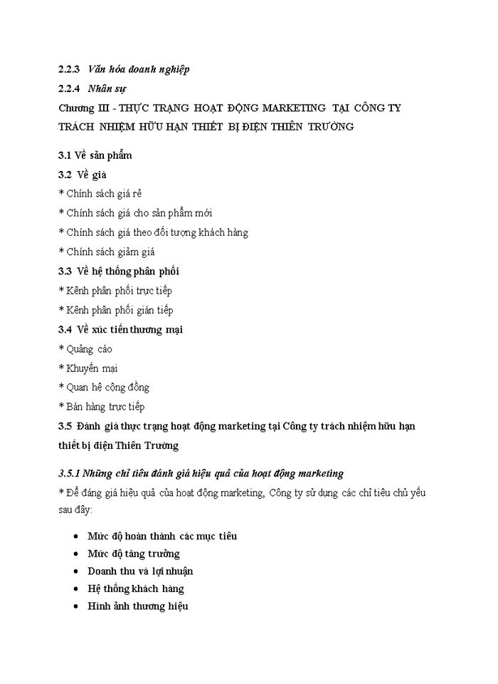 Một số giải pháp nhằm phát triển hoạt động marketing tại Công ty trách nhiệm hữu hạn thiết bị điện Thiên Trường