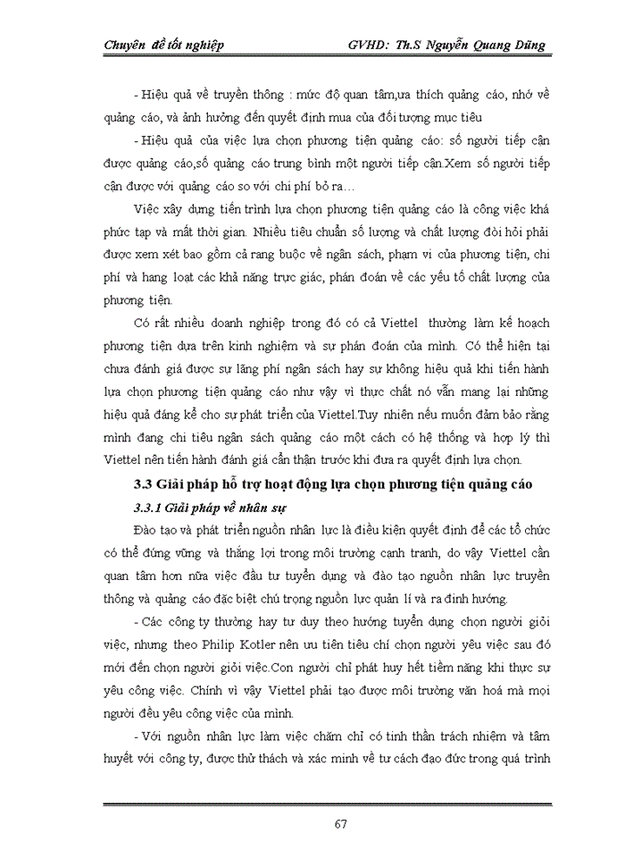 image for page Một số giải pháp nhằm nâng cao hiệu quả đối với việc lựa chọn phương tiện quảng cáo cho thương hiệu Viettel trên thị trường Miền Bắc