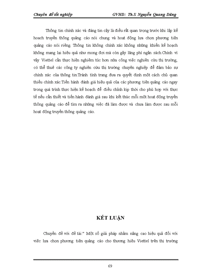 image for page Một số giải pháp nhằm nâng cao hiệu quả đối với việc lựa chọn phương tiện quảng cáo cho thương hiệu Viettel trên thị trường Miền Bắc