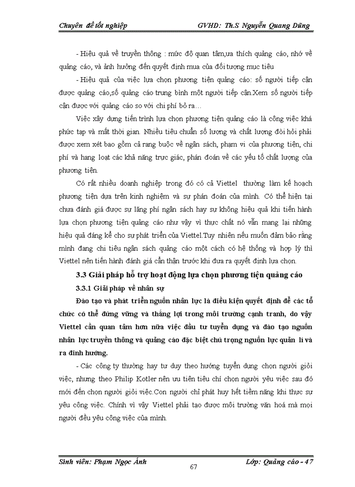 image for page Một số giải pháp nhằm nâng cao hiệu quả đối với việc lựa chọn phương tiện quảng cáo cho thương hiệu Viettel trên thị trường Miền Bắc