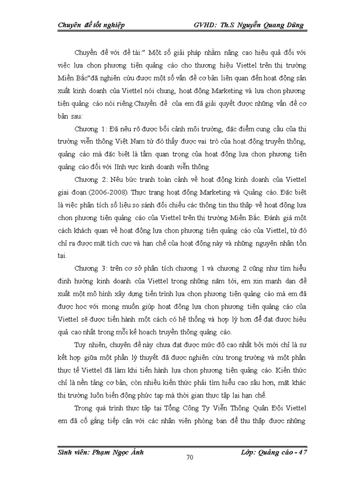 image for page Một số giải pháp nhằm nâng cao hiệu quả đối với việc lựa chọn phương tiện quảng cáo cho thương hiệu Viettel trên thị trường Miền Bắc