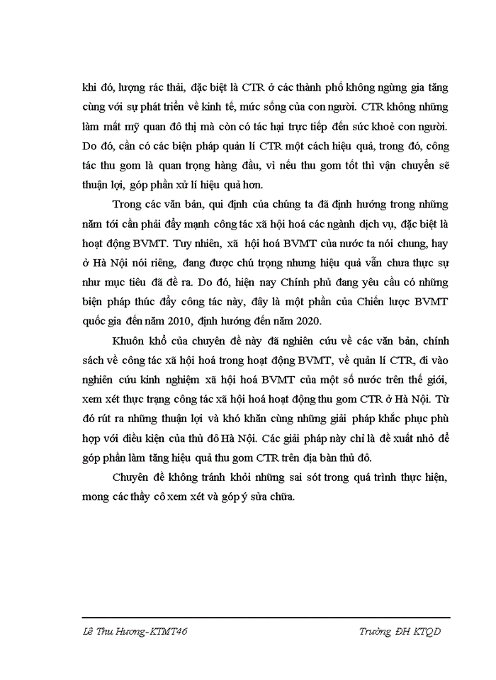 image for page Thực trạng và các giải pháp nâng cao hiệu quả công tác xã hội hoá hoạt động thu gom chất thải rắn trên địa bàn thành phố Hà Nội