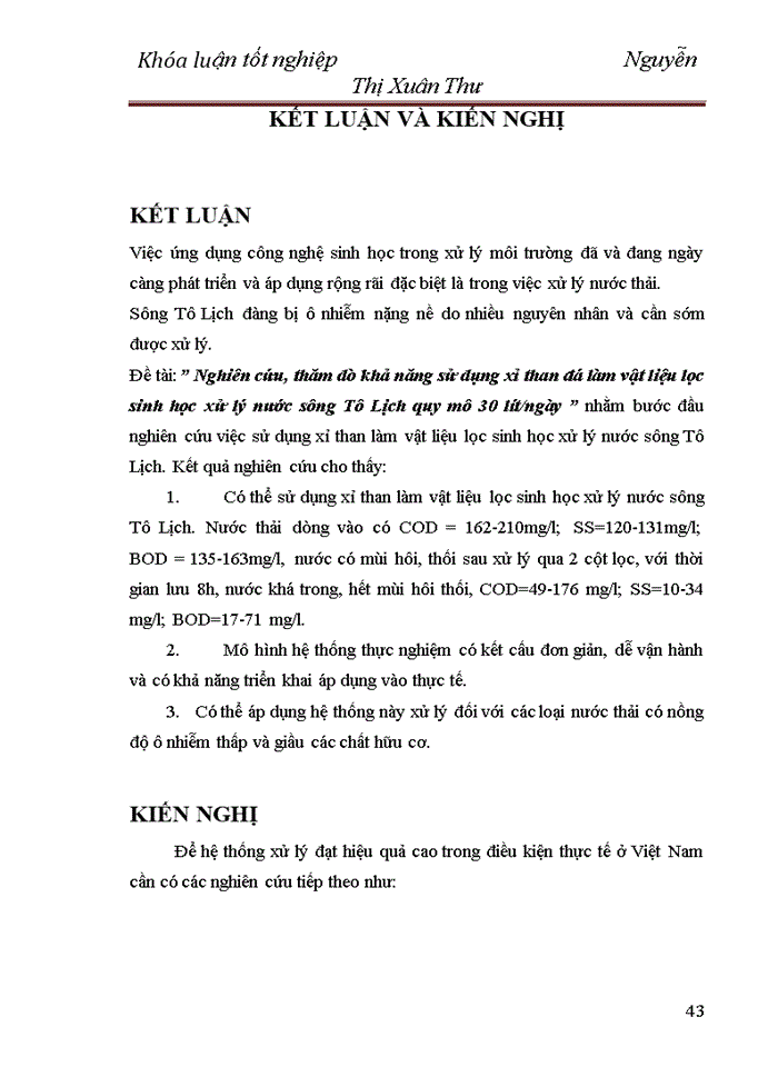 image for page Nghiên cứu, thăm dò khả năng sử dụng xỉ than đá làm vật liệu lọc sinh học xử lý nước sông Tô Lịch quy mô 30 lít/ngày
