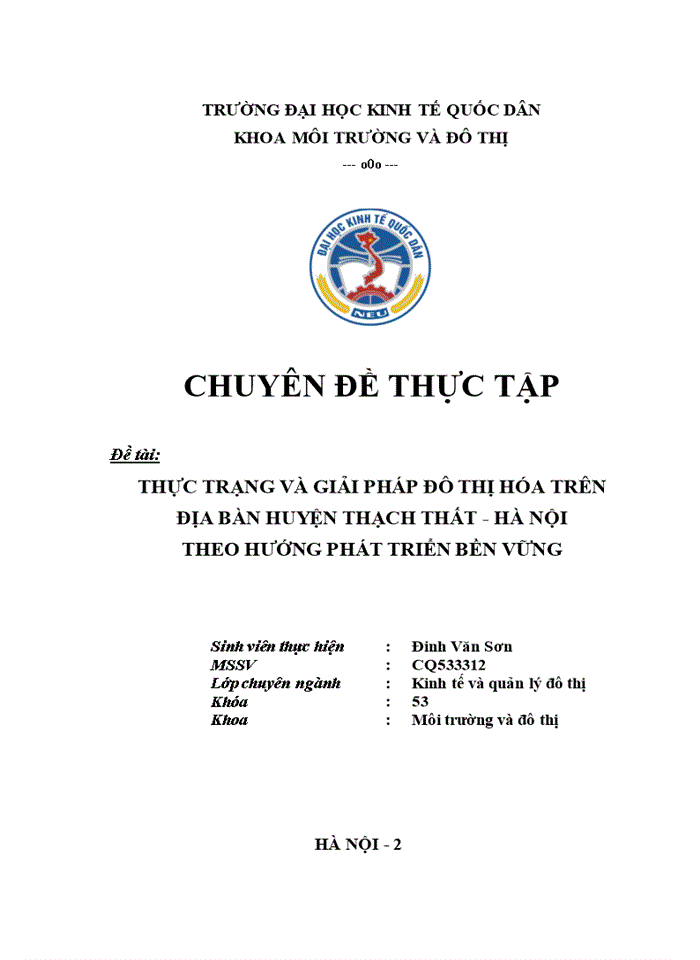 image for page Thực trạng và giải pháp đô thị hóa trên địa bàn huyện thạch thất - hà nội theo hướng phát triển bền vững