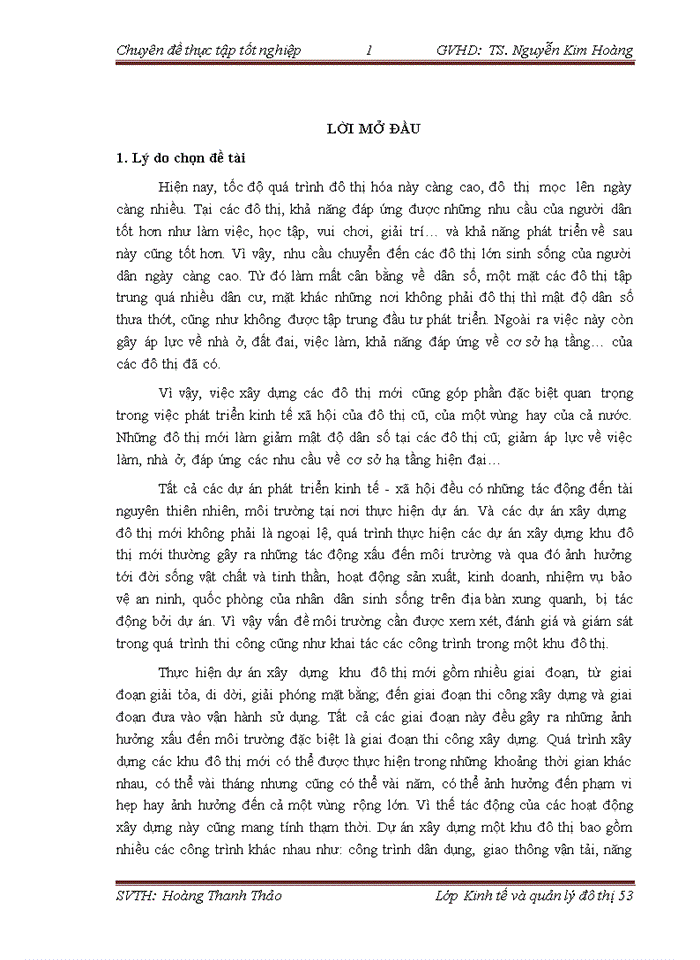 image for page Đánh giá tác động môi trường của dự án xây dựng khu đô thị đông hà - soi lần và đề xuất phương án khắc phục