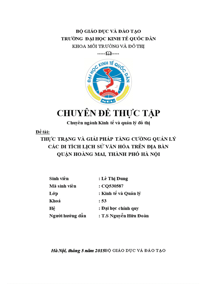 image for page Thực trạng và giải pháp tăng cường quản lý các di tích lịch sử văn hóa trên địa bàn quận hoàng mai, thành phố hà nội