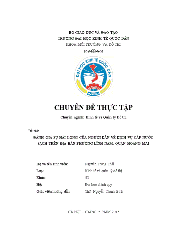 image for page Đánh giá sự hài lòng của người dân về dịch vụ cấp nước sạch trên địa bàn phường lĩnh nam, quận hoàng mai